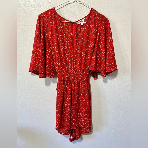 Jack by BB Dakota Red Floral Romper - Size 2 - Picture 4 of 8
